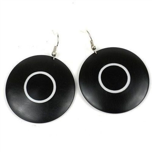 African Blackwood & White Wood Inlaid Earrings - BaobArt