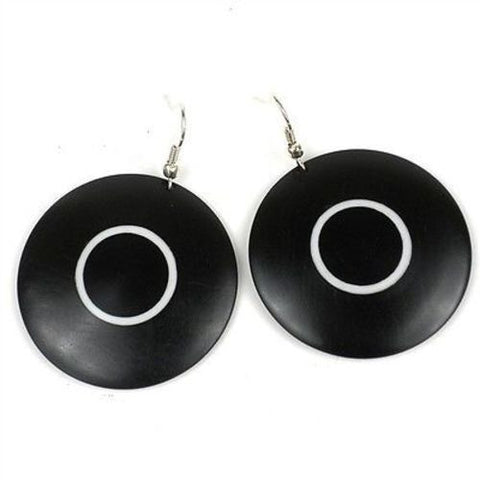 African Blackwood & White Wood Inlaid Earrings - BaobArt