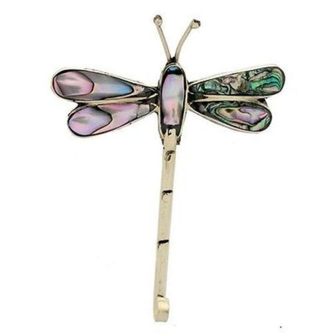 Alpaca Silver Abalone Dragonfly Pin - Artisana