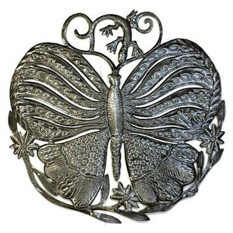 Steel Drum Art - 24 inch Butterfly and Gecko - Croix des Bouquets