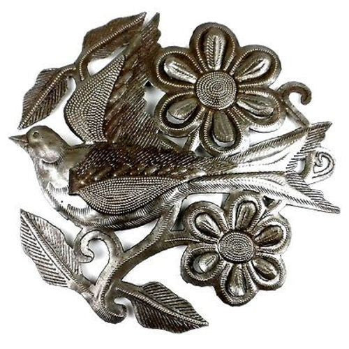 Single Bird with 3-D Wing Round 10-inch Wall Art - Croix des Bouquets