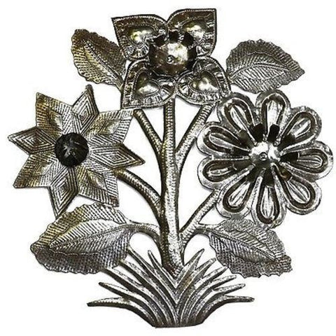 Flowers Metal Wall Art 15-inch Diameter - Croix des Bouquets