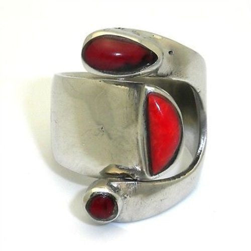 Bloodstone Alpaca Silver Wrap Ring - Artisana
