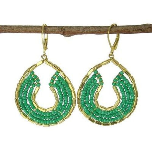 Byzantine Earrings in Teal and Gold - WorldFinds