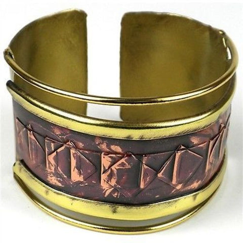 Ancient Diamond-Shaped Cuff - Brass Images (C)