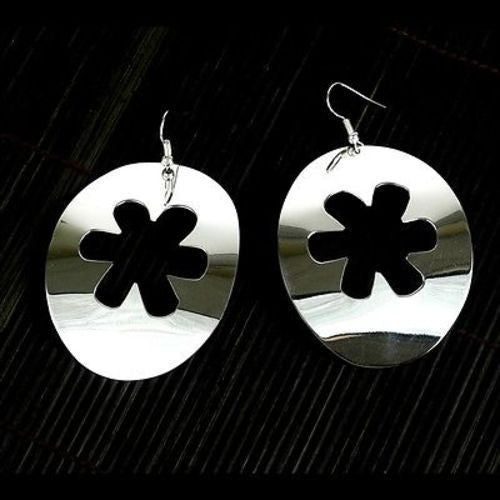 Large Silverplated Flower Cutout Earrings - Artisana