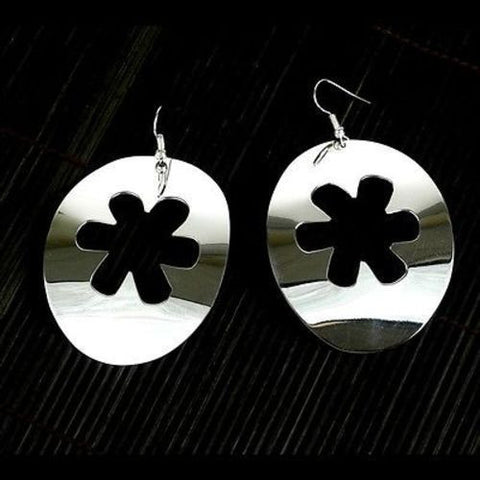 Large Silverplated Flower Cutout Earrings - Artisana