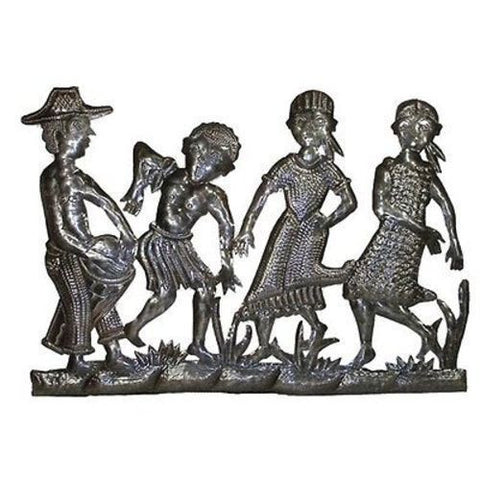 Haitian Metal Peasant Band Wall Hanging - Oil Drum Art - Croix des Bouquets