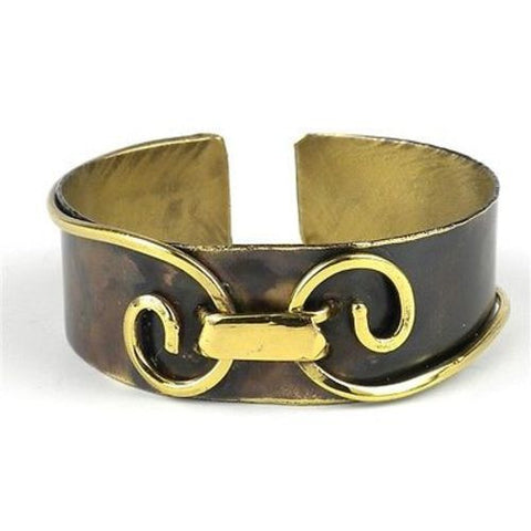 Narrow Connected Spirals Brass Cuff - Brass Images (C)