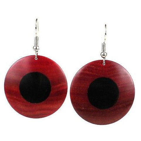 African Ebony and Rosewood Disk Earrings - BaobArt