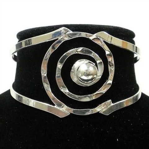 Silver Overlay Hammered Spiral Cuff Bracelet - Artisana