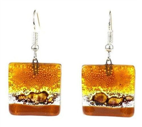 Handcrafted Sahara Square Fused Glass Earrings - Tili Glass