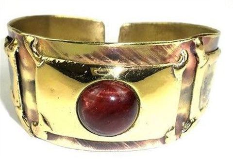 Red Tiger Eye Cuff - Brass Images (C)
