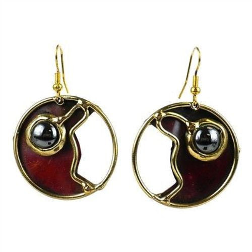 Morpho Hematite Copper and Brass Earrings - Brass Images (E)