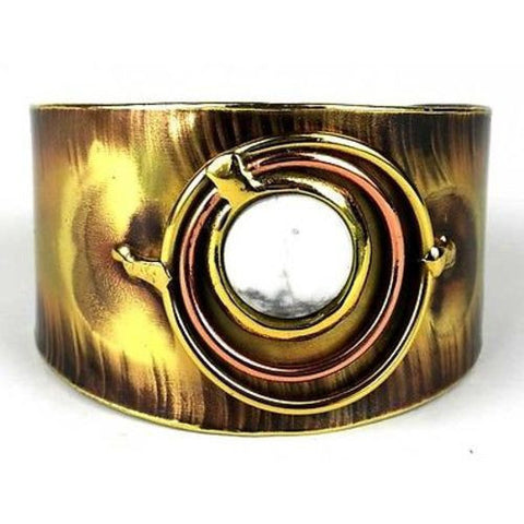 Concentric Howlite Brass and Copper Cuff - Brass Images (C)