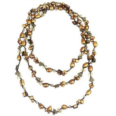 Handknotted Freshwater Pearl Necklace- Gold - Starfish Project