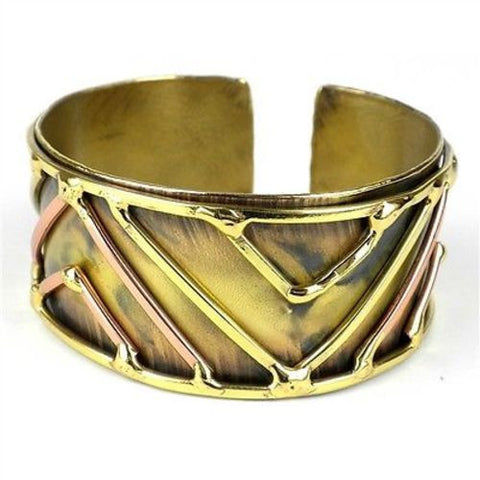 Brass on Brass Geometric Cuff - Brass Images (C)