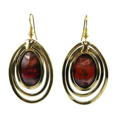 Mirror Mirror Copper and Brass Earrings - Brass Images (E)