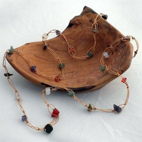 Recycled Tire Cord and Agate Necklace - Zakali Creations