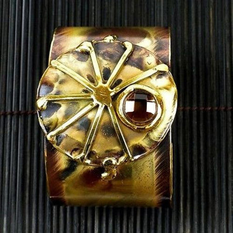 Crystal Sunburst Brass Cuff - Brass Images (C)