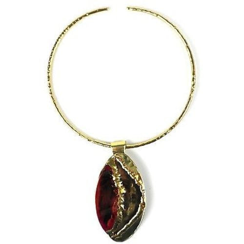 Copper and Brass Ellipse Pendant - Brass Images (N)