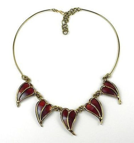 Hearts Brass and Copper Necklace - Brass Images (N)