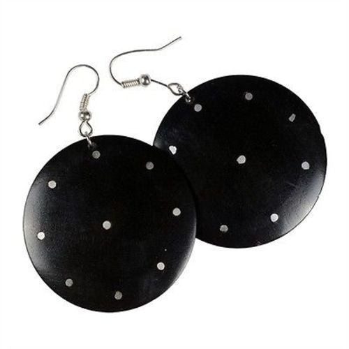African Blackwood & Aluminum Inlaid Earrings - BaobArt