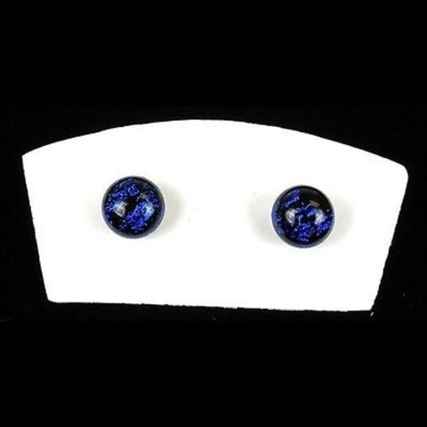 Handmade Medium Dichroic Glass Studs in Indigo - Tili Glass