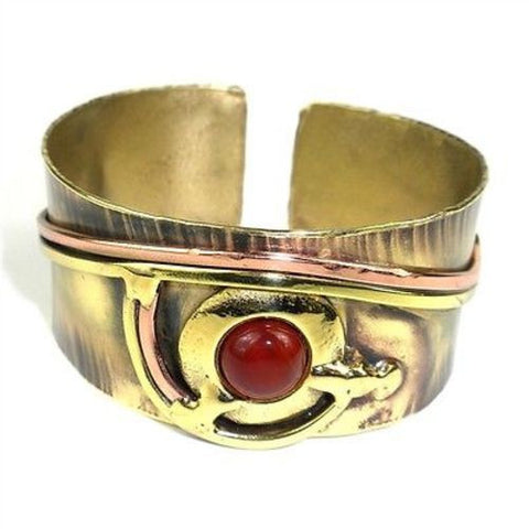 Carnelian Eye Cuff - Brass Images (C)