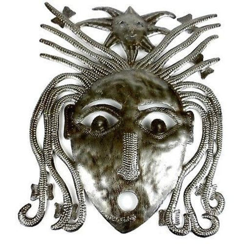 Haitian Steel Drum Dreadlock Face 10 inch Wall Art - Croix des Bouquets