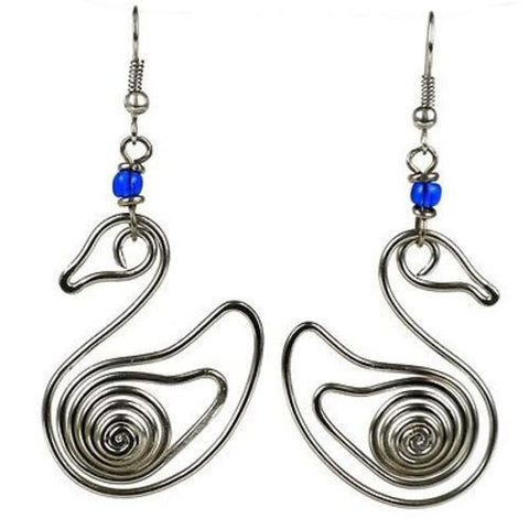 Handmade Silver Plated Wire Duck Earrings - Zakali Creations