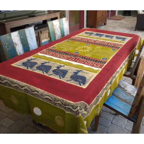 Hand Painted Table Cloth 92 inches by 56 inches - Tonga Textiles