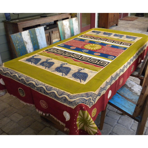 Hand Painted Table Cloth 92 inches by 56 inches - Tonga Textiles