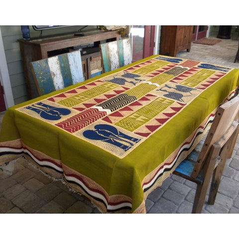 Hand Painted Table Cloth 92 inches by 56 inches - Tonga Textiles