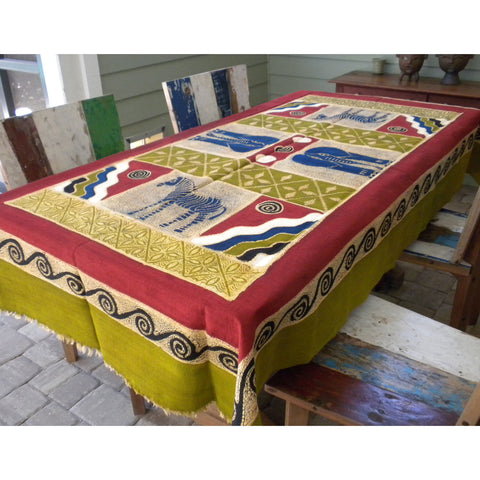 Hand Painted Table Cloth 92 inches by 56 inches - Tonga Textiles