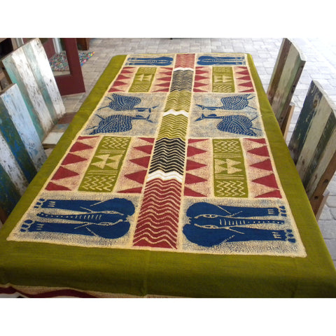 Hand Painted Table Cloth 92 inches by 56 inches - Tonga Textiles